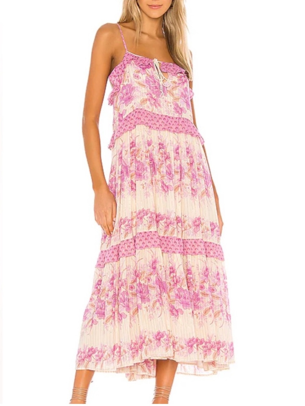 Spell Floral Pink and Cream Maxi Dress